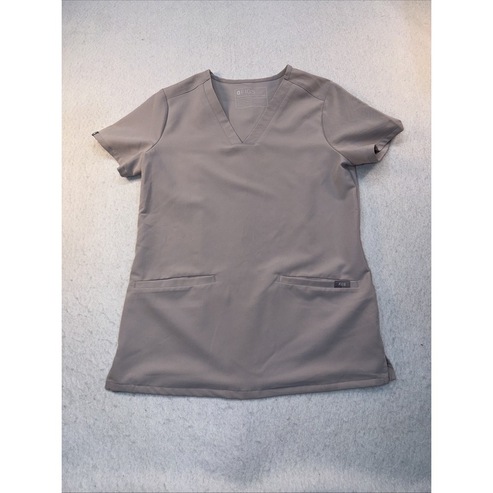 FIGS Technical Collection Casma 3 Pockets Sand Color Scrubs Top XXS PO184
